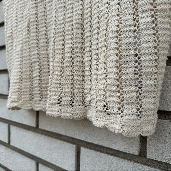 ASOS Design Cream Crochet Sleeveless Sweater Tank Boho Buttoned Cotton Festival - Picture 4 of 10